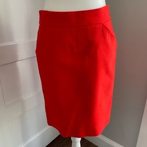 J Crew Red Pencil Skirt with Pockets Sz 2